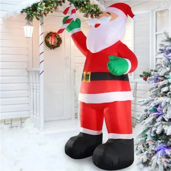 10ft Inflatable Christmas Decor, Christmas Santa Claus with Candy with Light